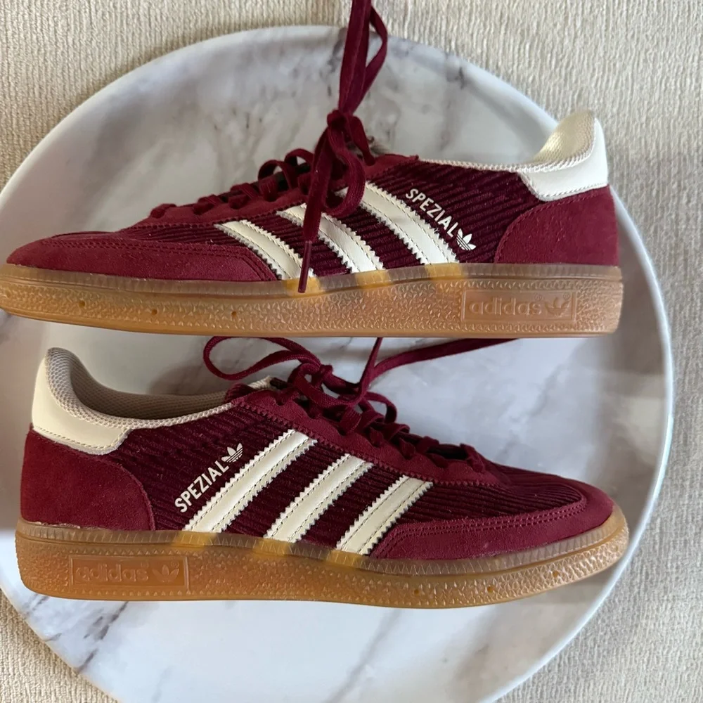 Adidas Burgundy Handball Spezial Corduroy Suede Size 7.5 - Picture 2 of 6